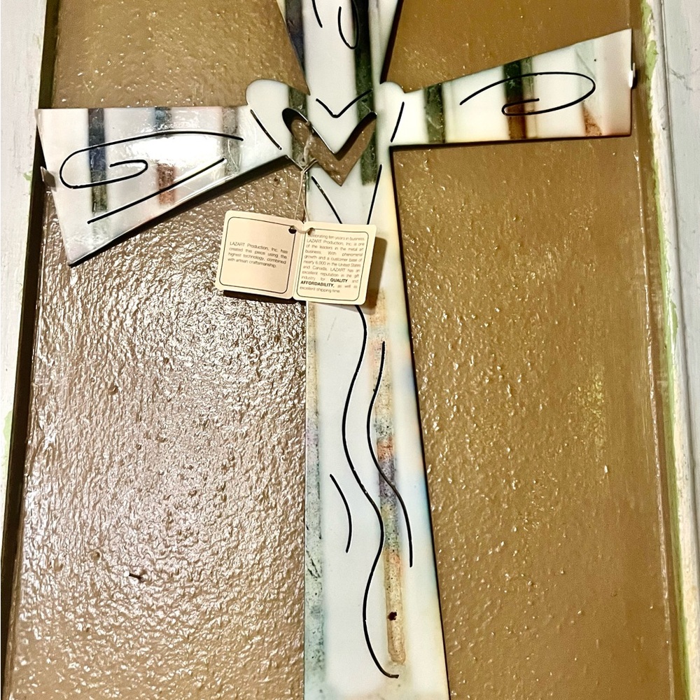Decorative Metal Cross with Heart Accent Lazart creative designs